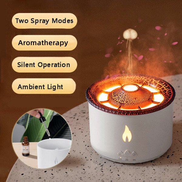 New Creative Ultrasonic Essential Oil Humidifier Volcano Aromatherapy Machine Spray Jellyfish Air Flame Humidifier Diffuser - Image 2