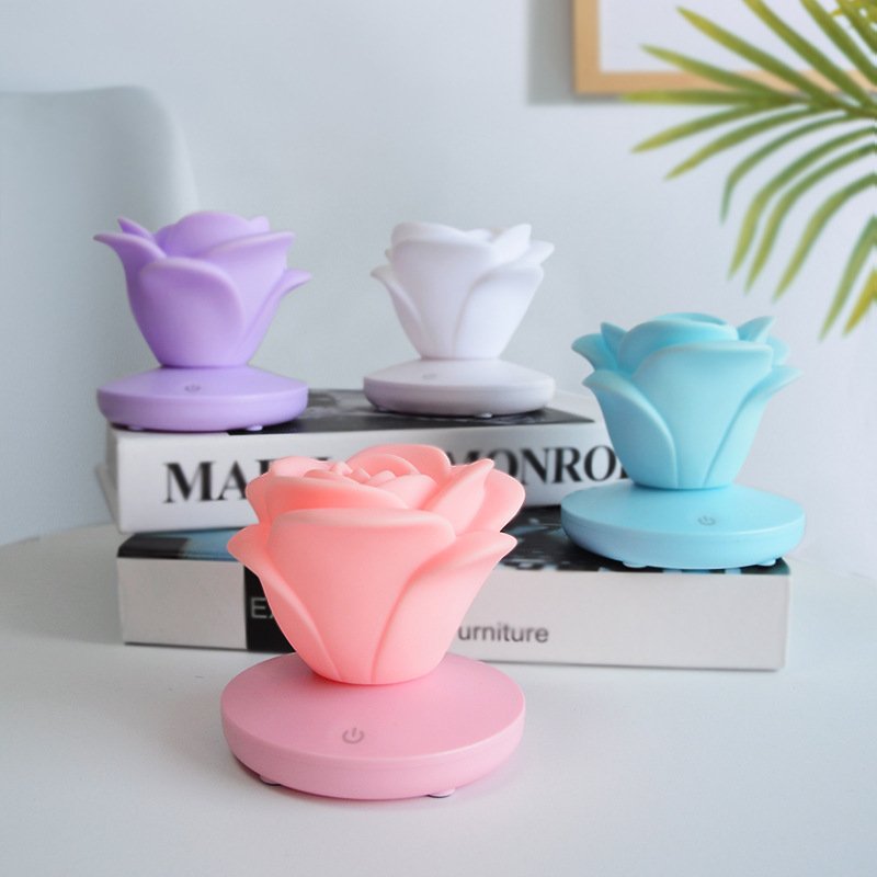 4 Colors Romantic Rose-shape Three Lighting Level Dimming Touch Night Light Valentine's Day Night Light - Image 4