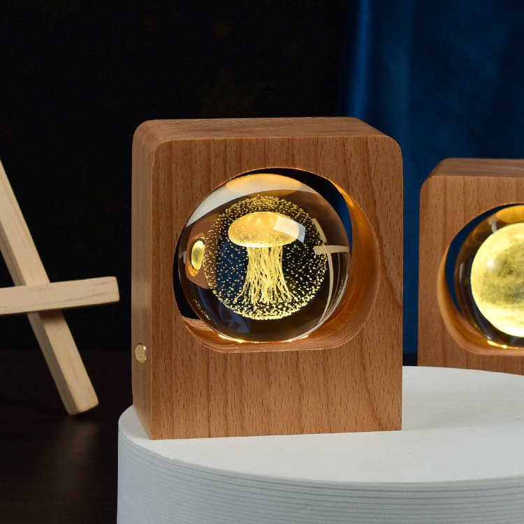 Beech Crystal Ball Night Light 3D Laser Engraving - Image 4