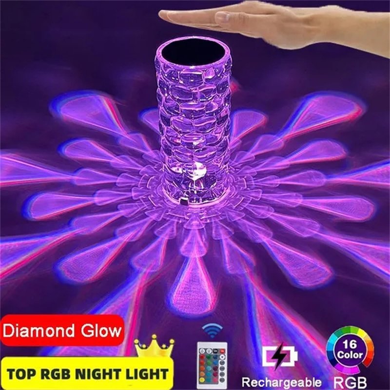 Crystal Table Lamp Rechargeable Diamond Night Light With Teardrop Shape Bedside LED Lights Lamp 3 And 16Color Touch Lamp For Home Bedroom Decor - Image 6